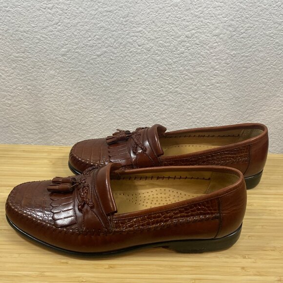 Giorgio Brutini Tassel Loafers Faux Crocodile Fringe Brown Men\'s Size 10.5 main image 9